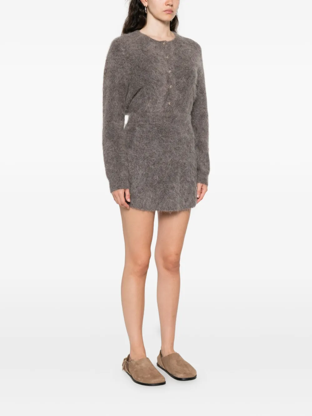 Soft Goat Brushed-effect Mini Skirt In Gray