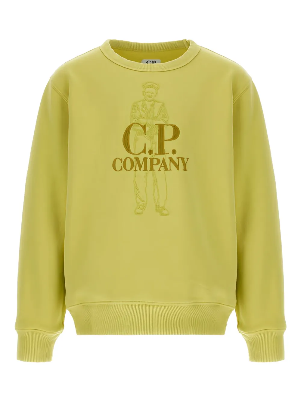 C.P. Company Kids Sweater met borduurwerk en ronde hals Groen