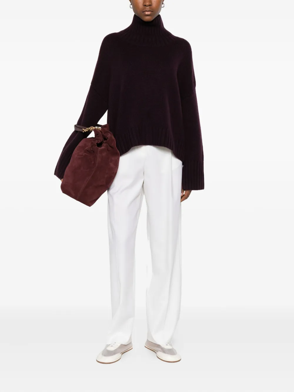 Soft Goat Turtleneck Sweater In Brown