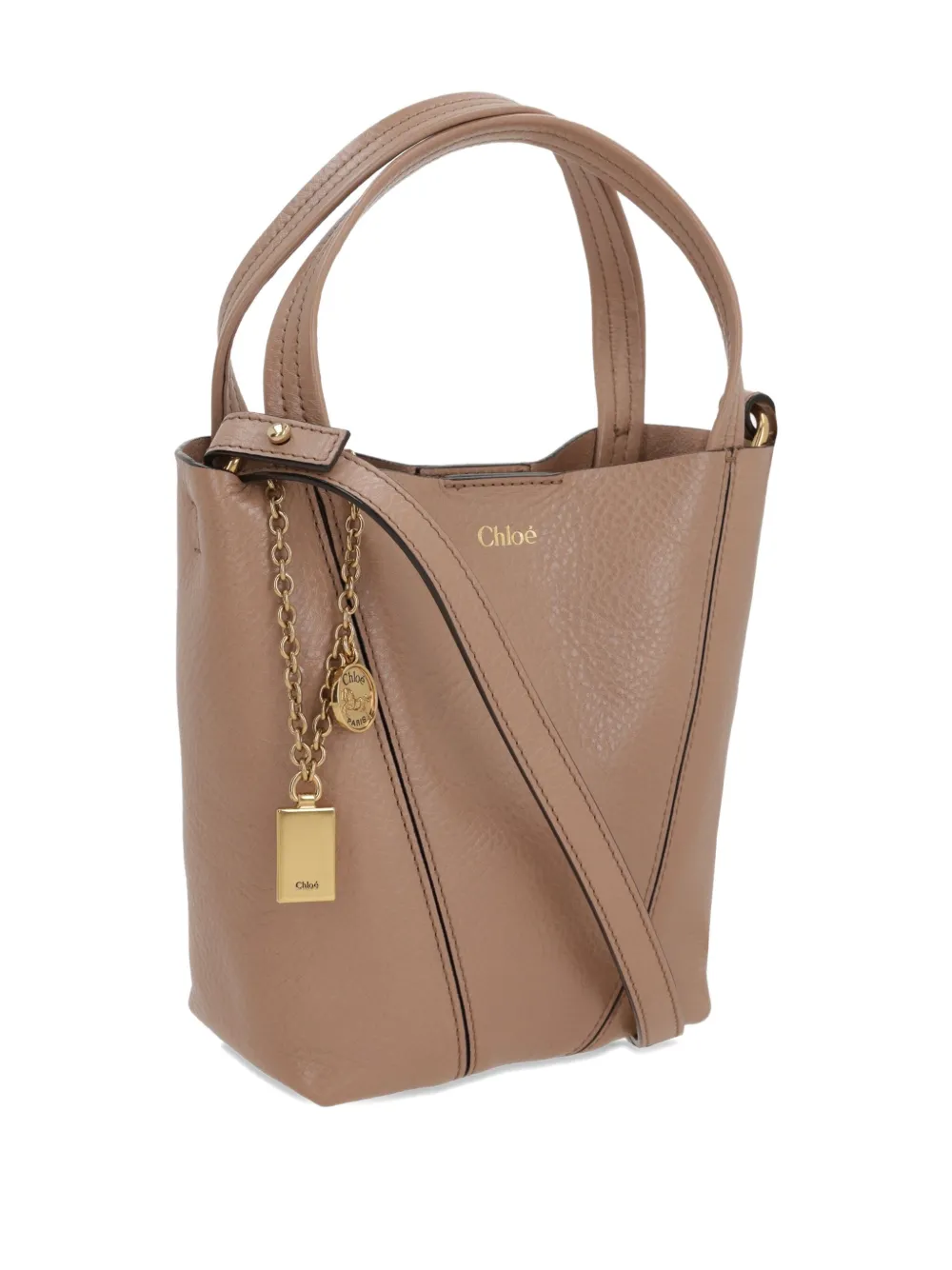 Chloé Leren shopper Bruin