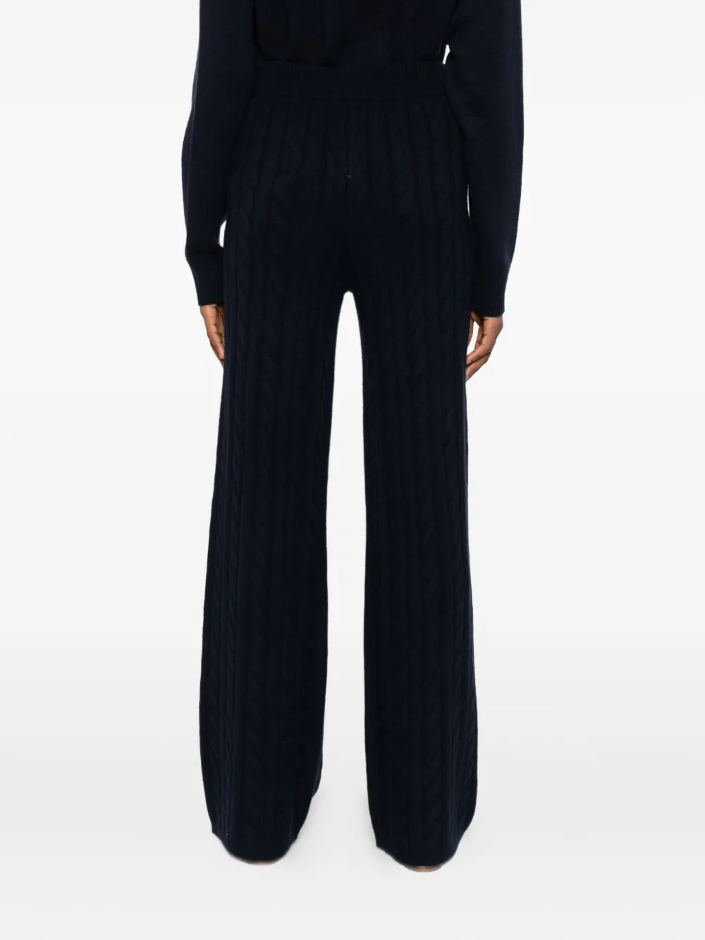 Soft Goat Cable-knit Pants In Blue