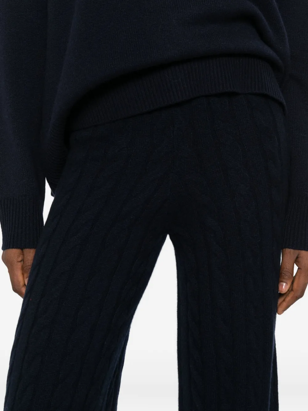 Soft Goat Cable-knit Pants In Blue