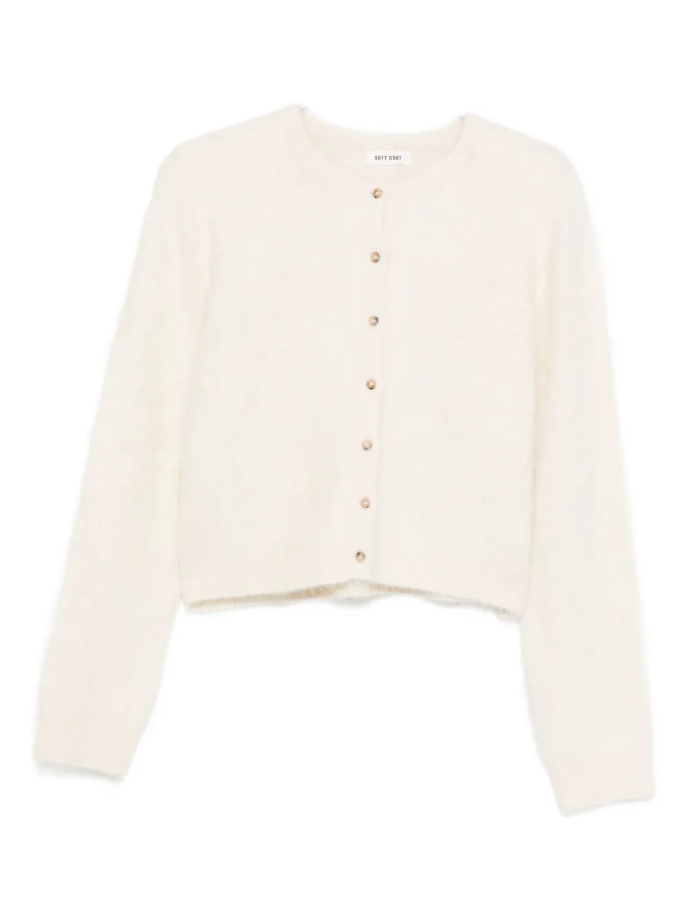 Soft Goat Fine-knit Button-up Cardigan In Neutral