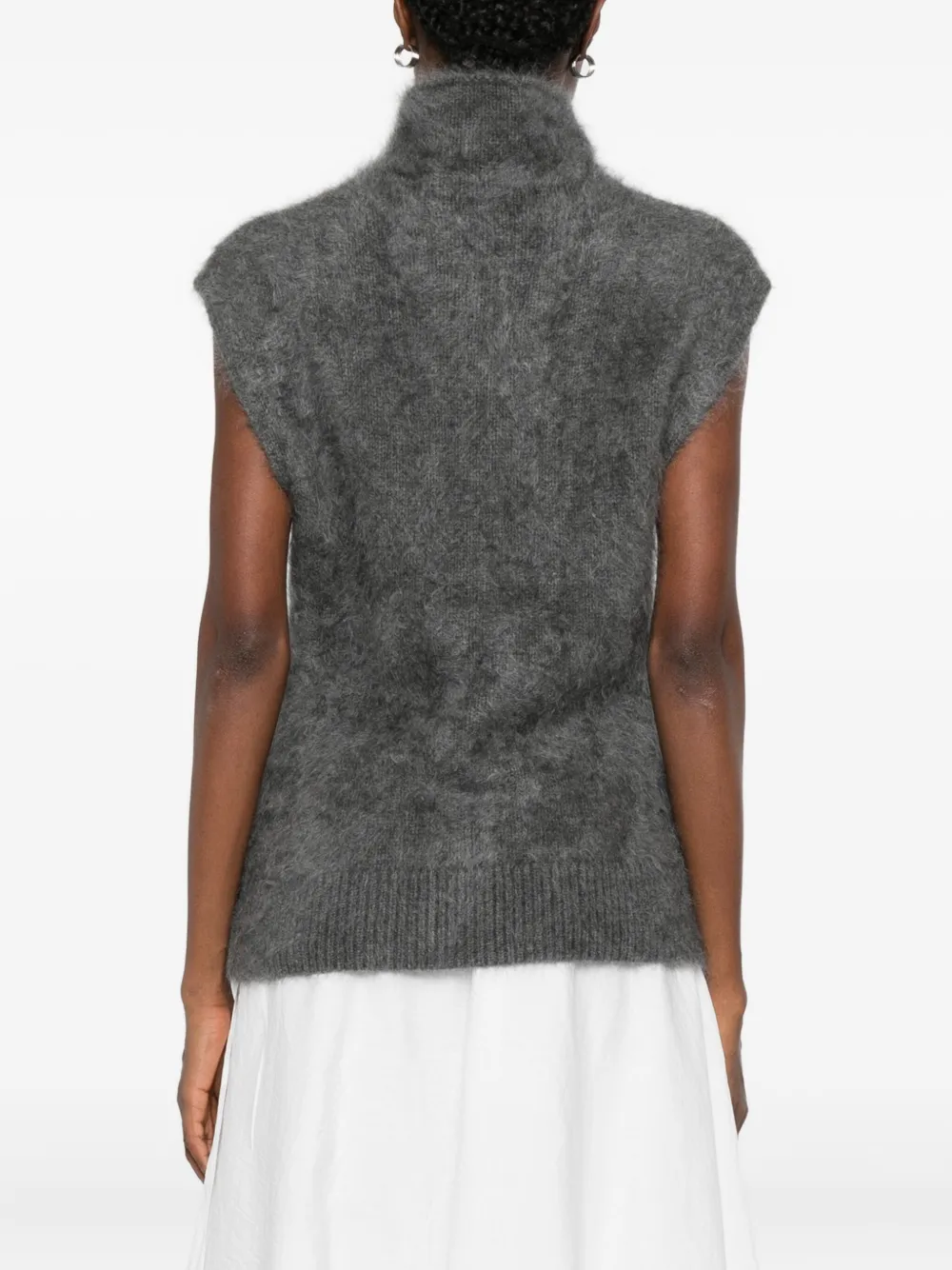 Soft Goat Turtleneck Vest In Gray