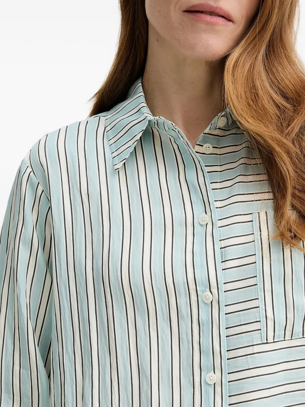 Marc O'Polo Gestreept shirt met vlakken Blauw