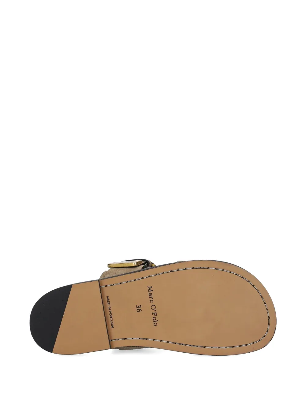 Marc O'Polo Suède slippers met gespdetail Bruin