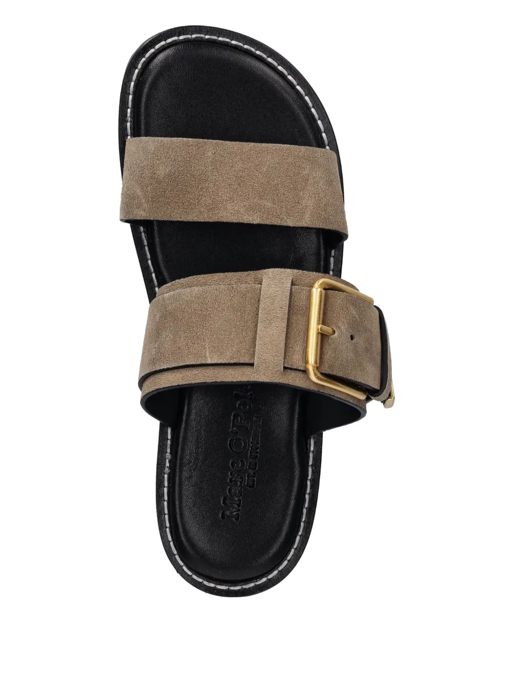 Marc O'Polo Suède slippers met gespdetail Bruin