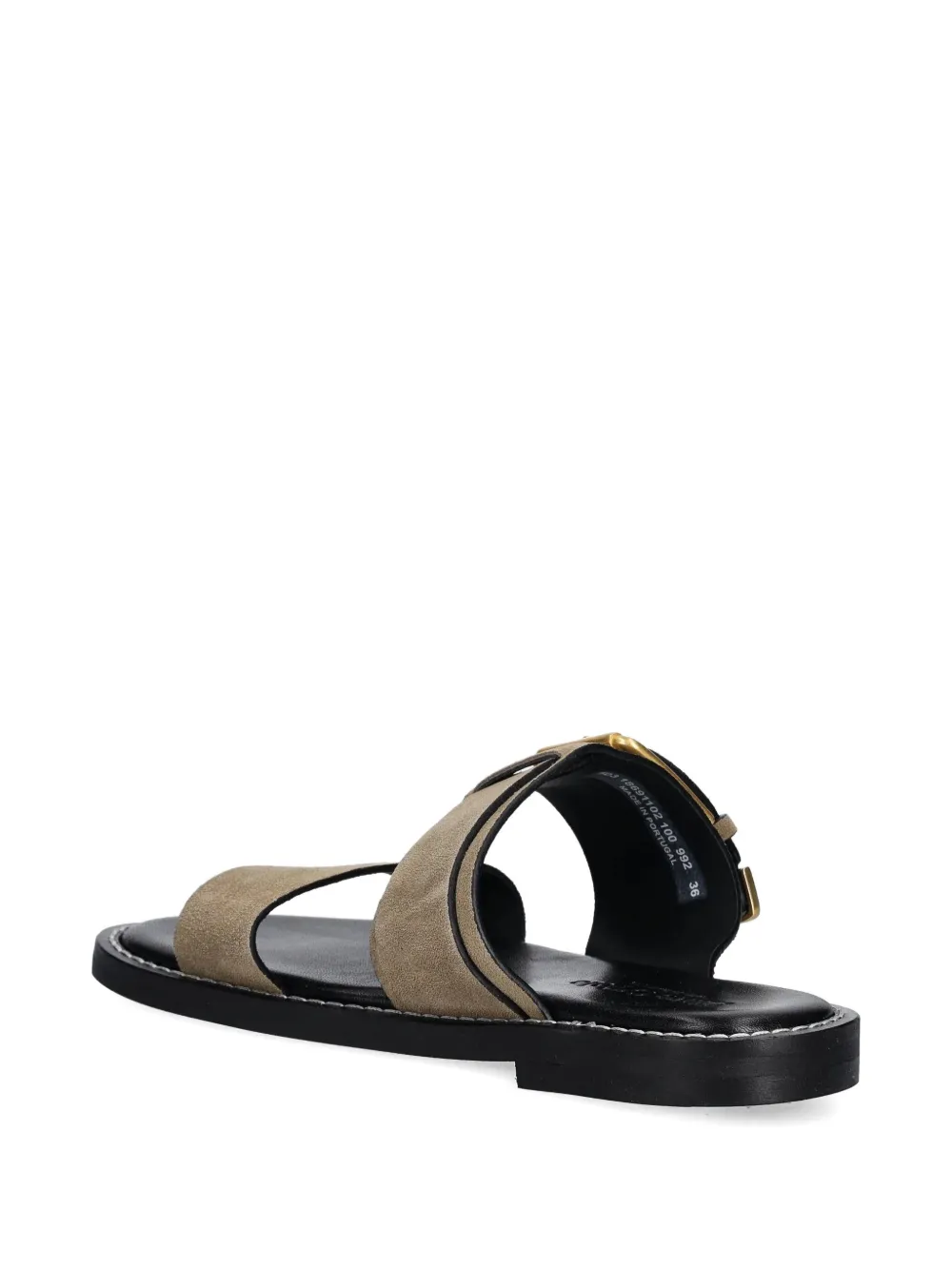 Marc O'Polo Suède slippers met gespdetail Bruin