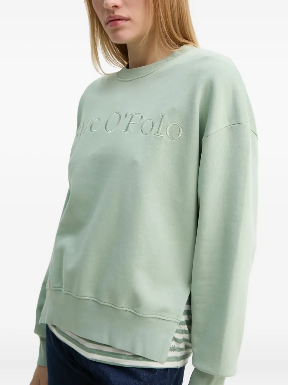 Marc O'Polo Sweater met geborduurd logo Groen