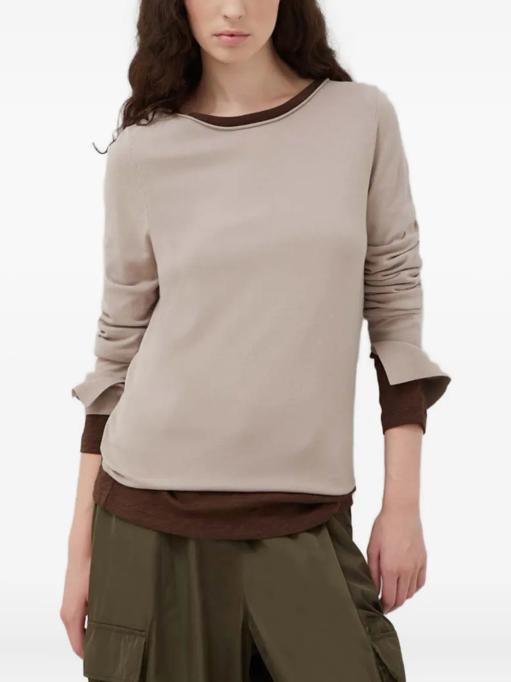 Marc O'Polo Trui met boothals en lange mouwen Beige