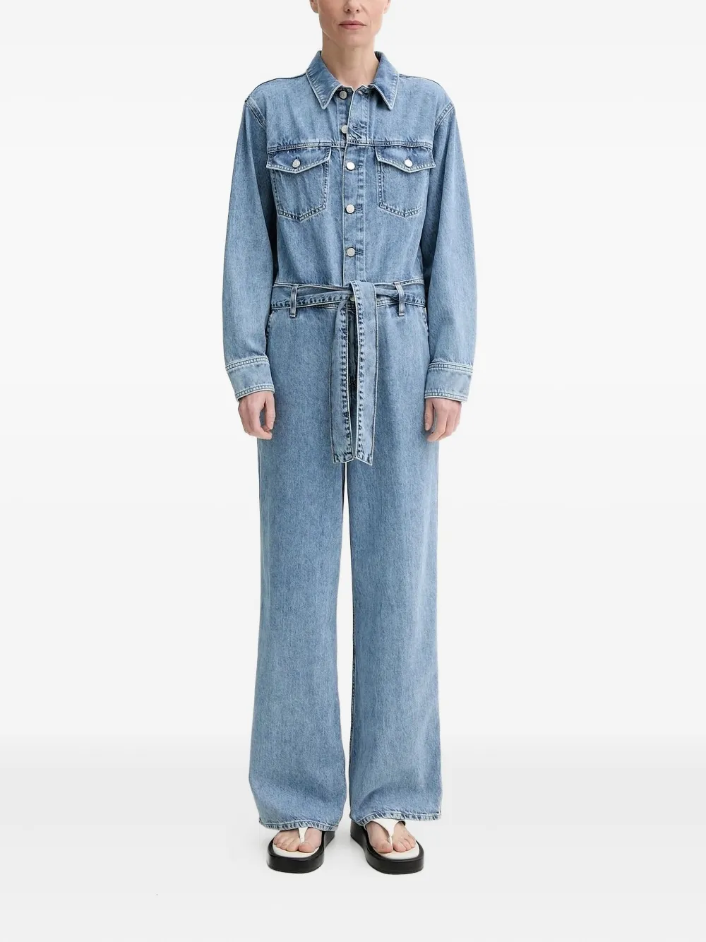 Marc O'polo Button-fastening Belted Jumpsuit In Blue