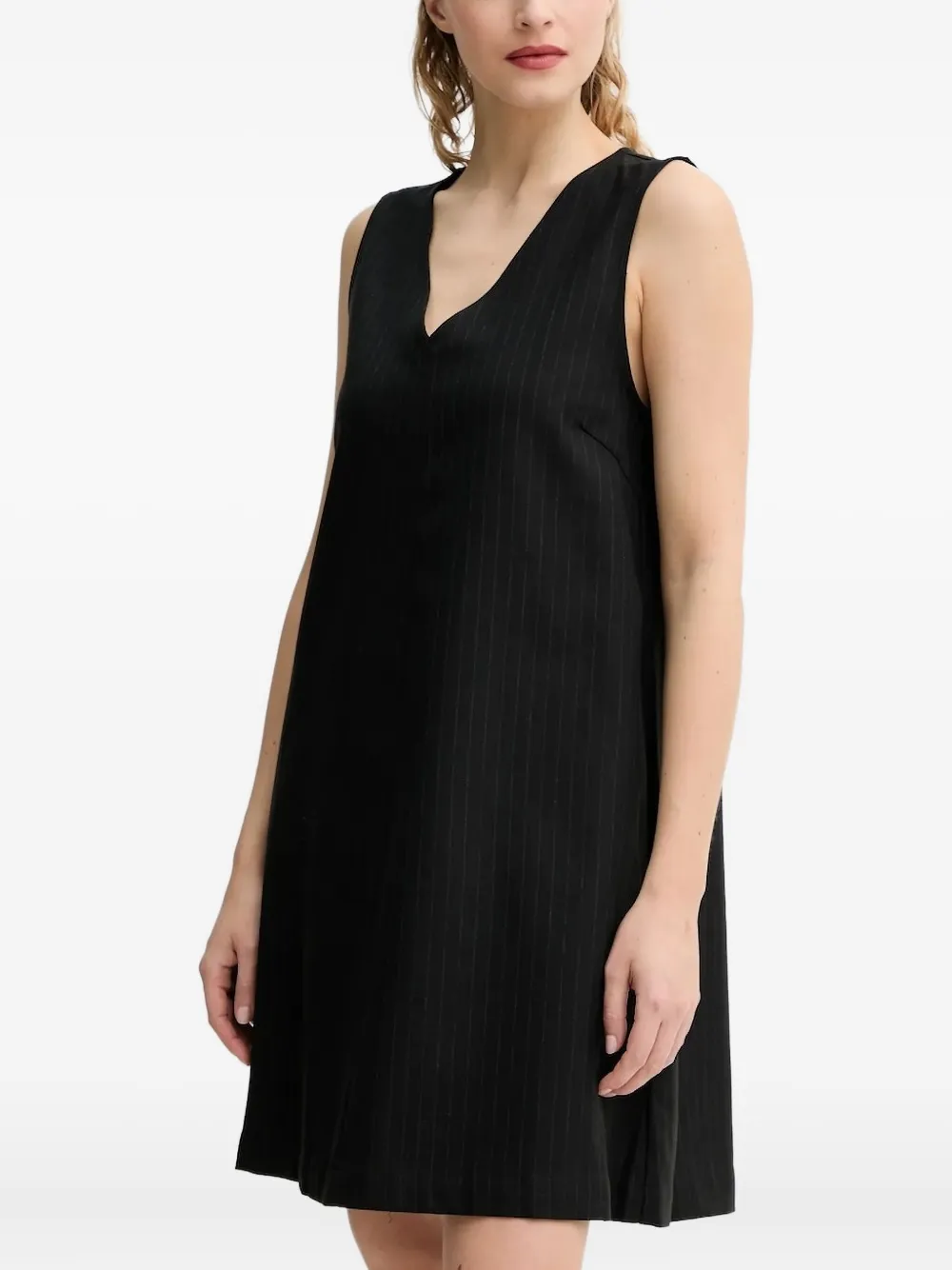 Marc O'Polo pinstripe sleeveless mini dress Zwart