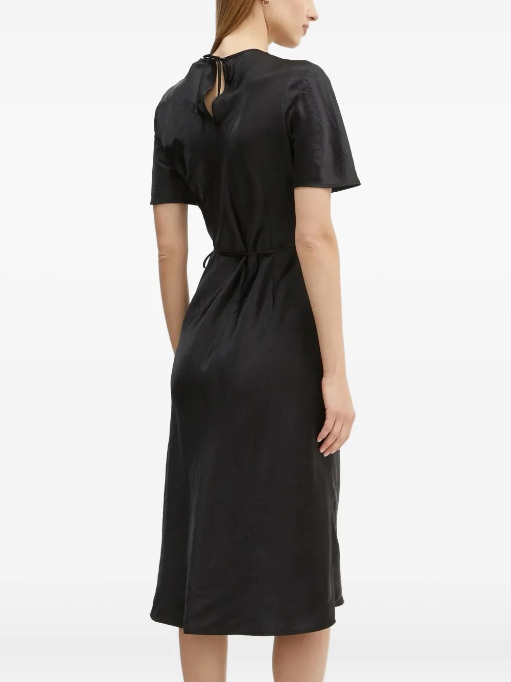 Marc O'Polo tie-side short-sleeve midi dress - Zwart