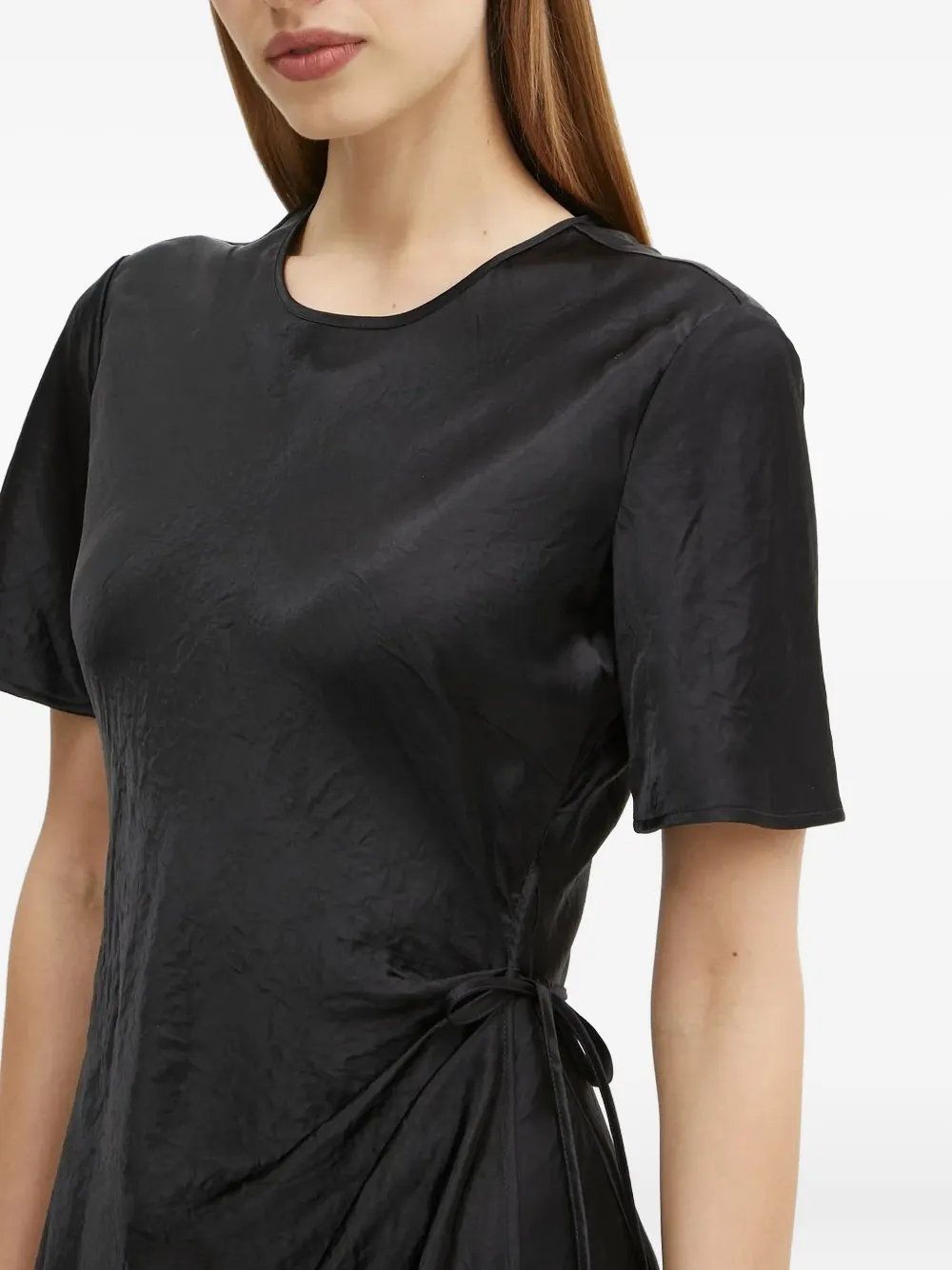 Marc O'polo Tie-side Short-sleeve Midi Dress In Black
