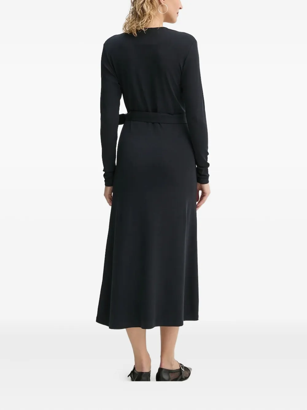 Marc O'Polo wrap-tie long-sleeve midi dress - 888 DEEP NIGHT BLUE
