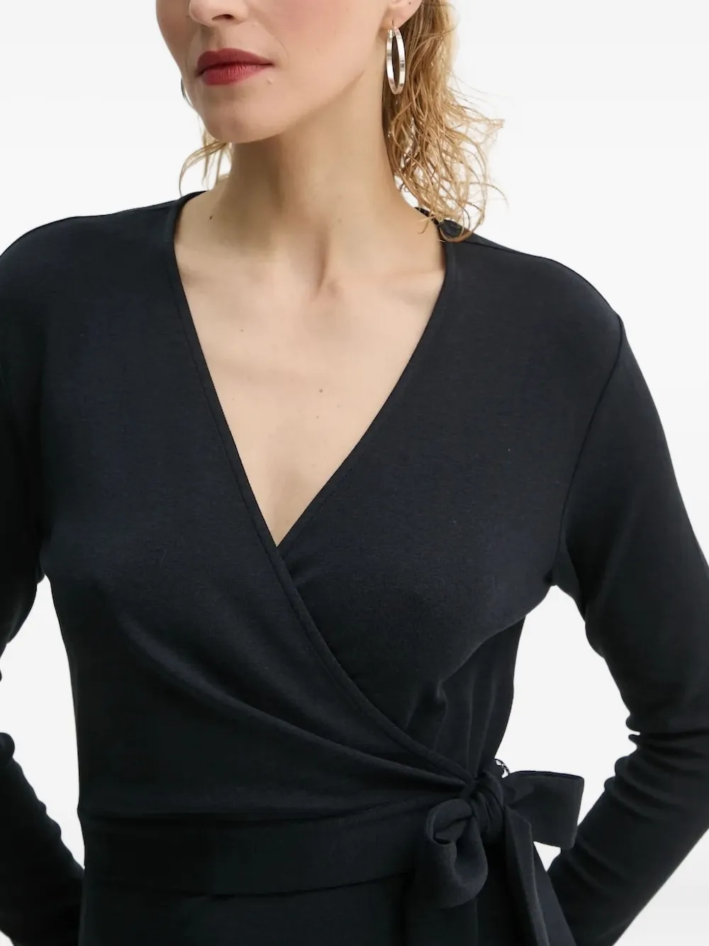 Marc O'Polo Midi-jurk met gewikkelde strik en lange mouwen 888 DEEP NIGHT BLUE