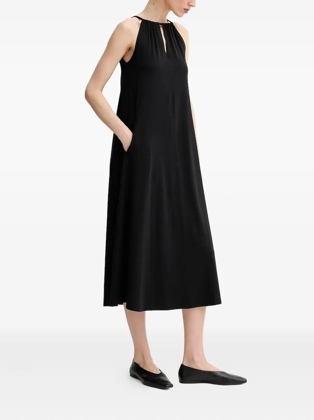 Marc O'Polo Mouwloze midi-jurk met keyhole hals Zwart