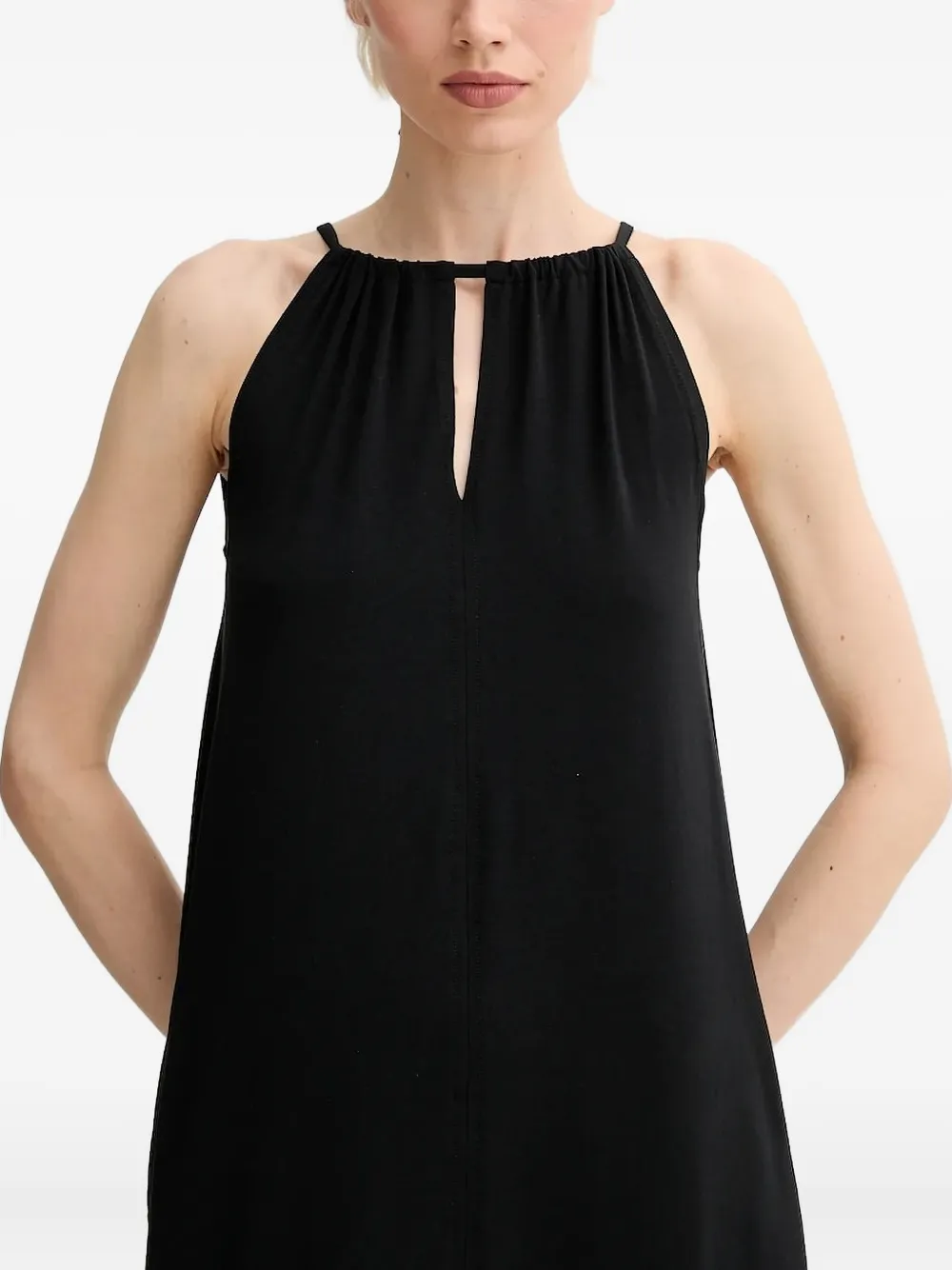 Marc O'Polo keyhole neck sleeveless midi dress Zwart