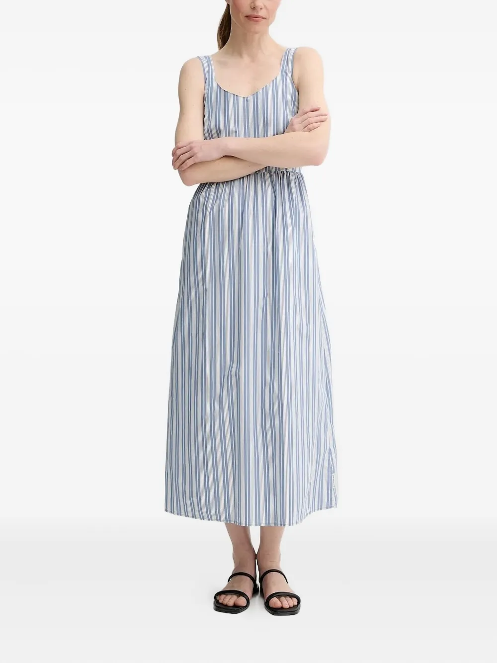 Marc O'Polo striped-pattern sleeveless maxi dress Blauw