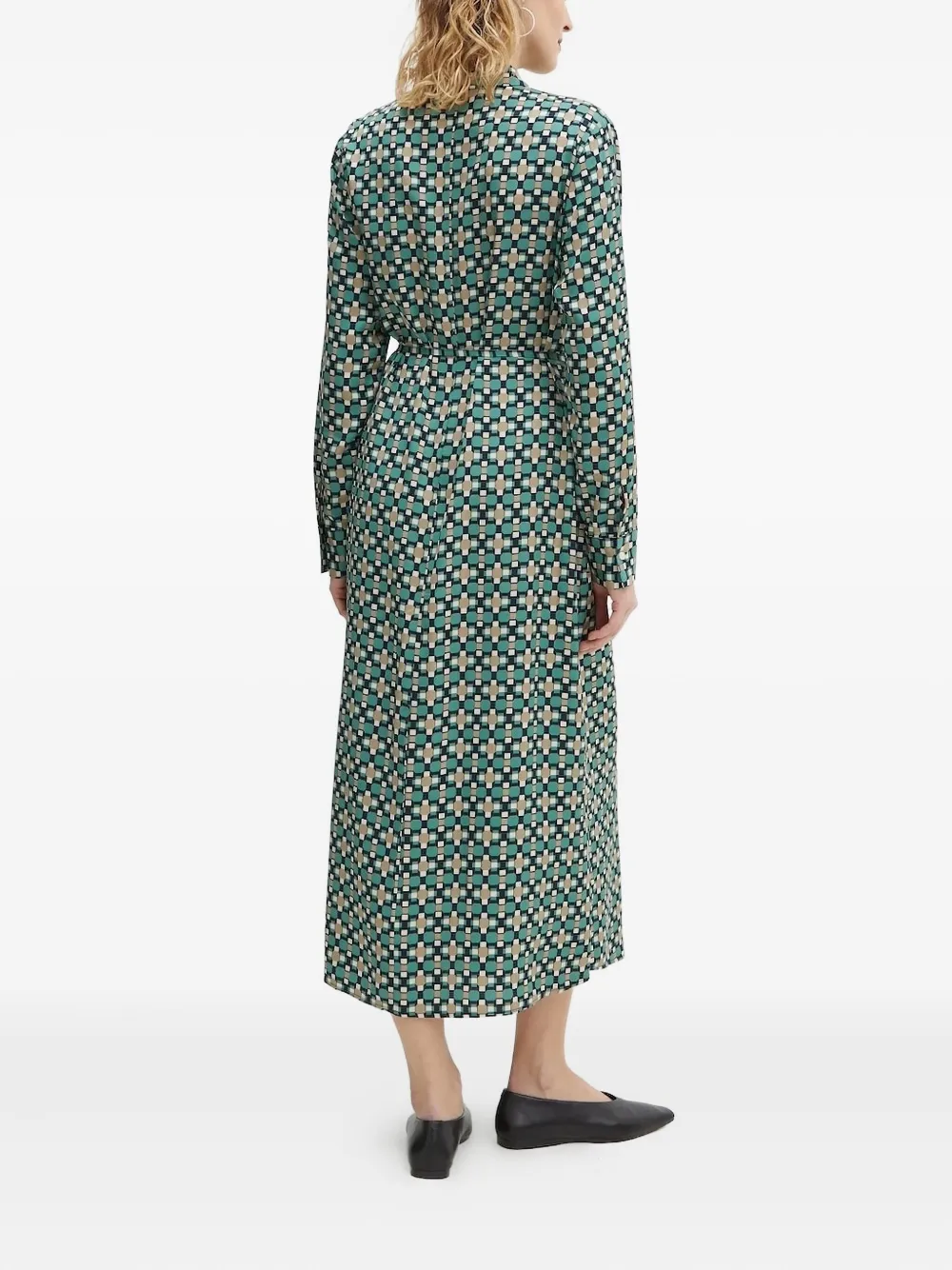 Marc O'Polo geometric-print shirt midi dress - Groen