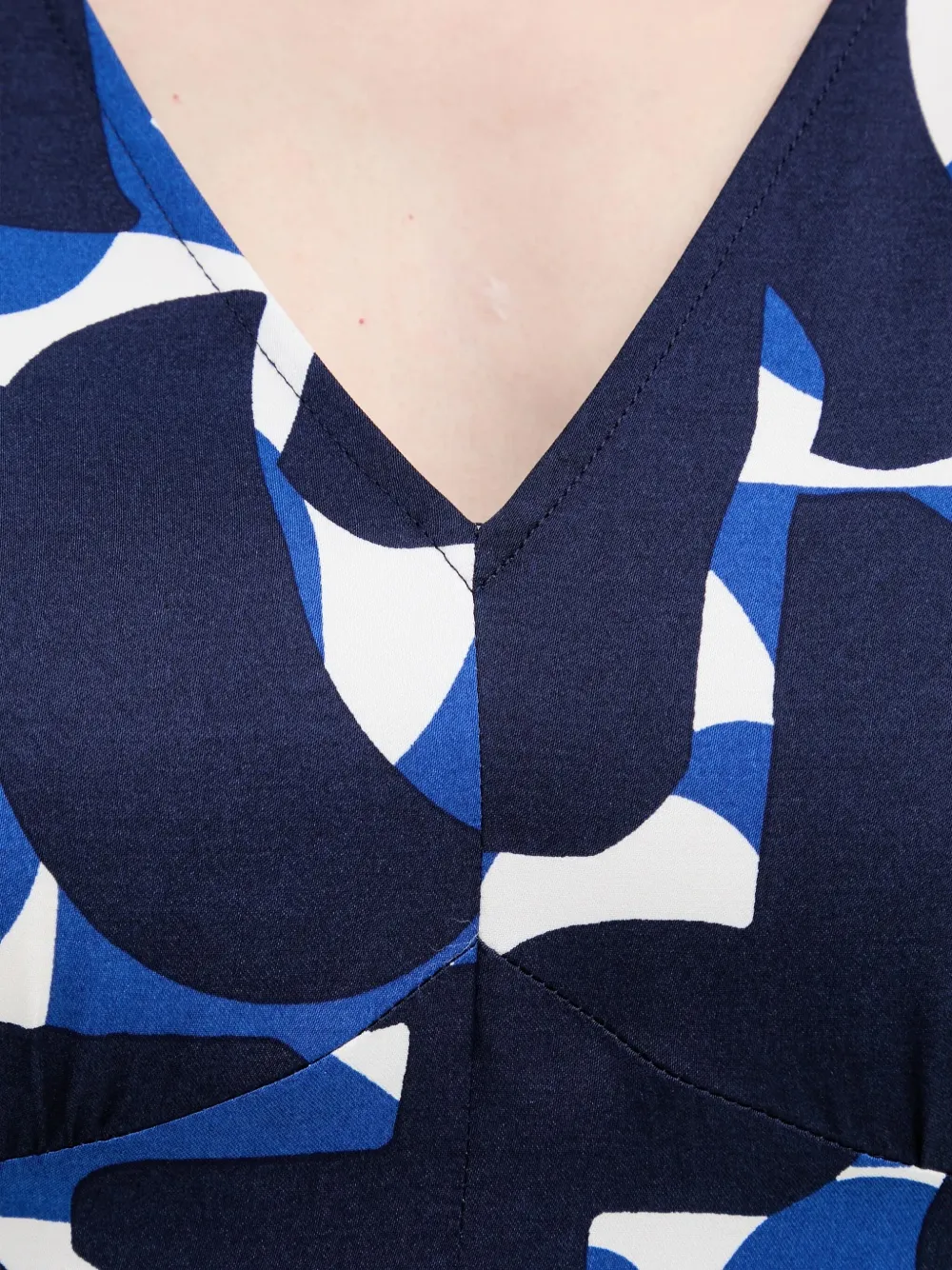 Marc O'Polo Midi-jurk met abstracte print en V-hals Blauw