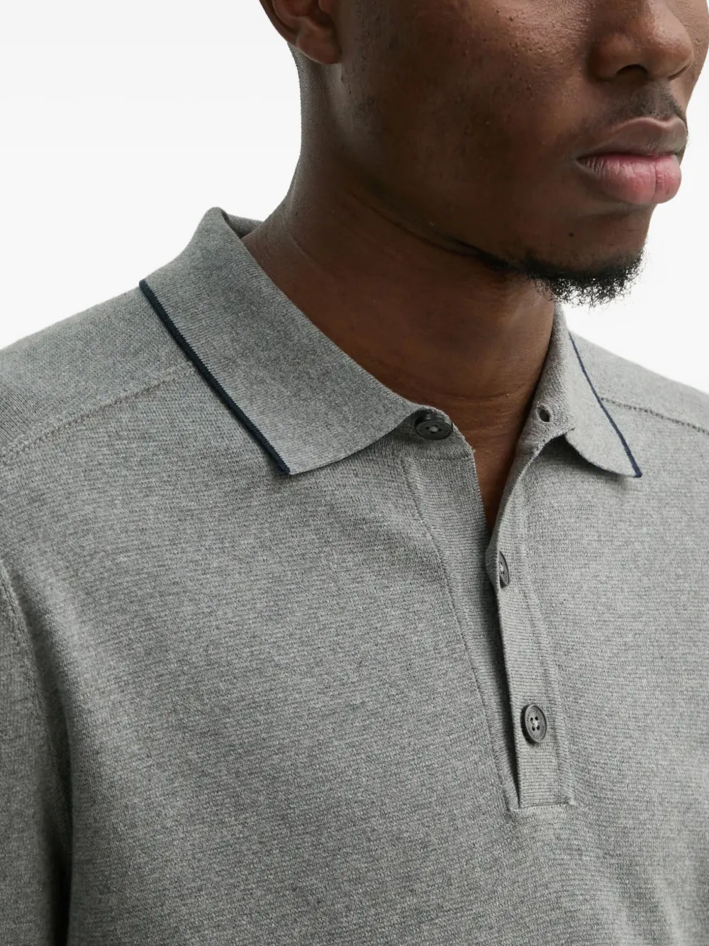 Marc O'polo Knitted Polo Shirt In Gray