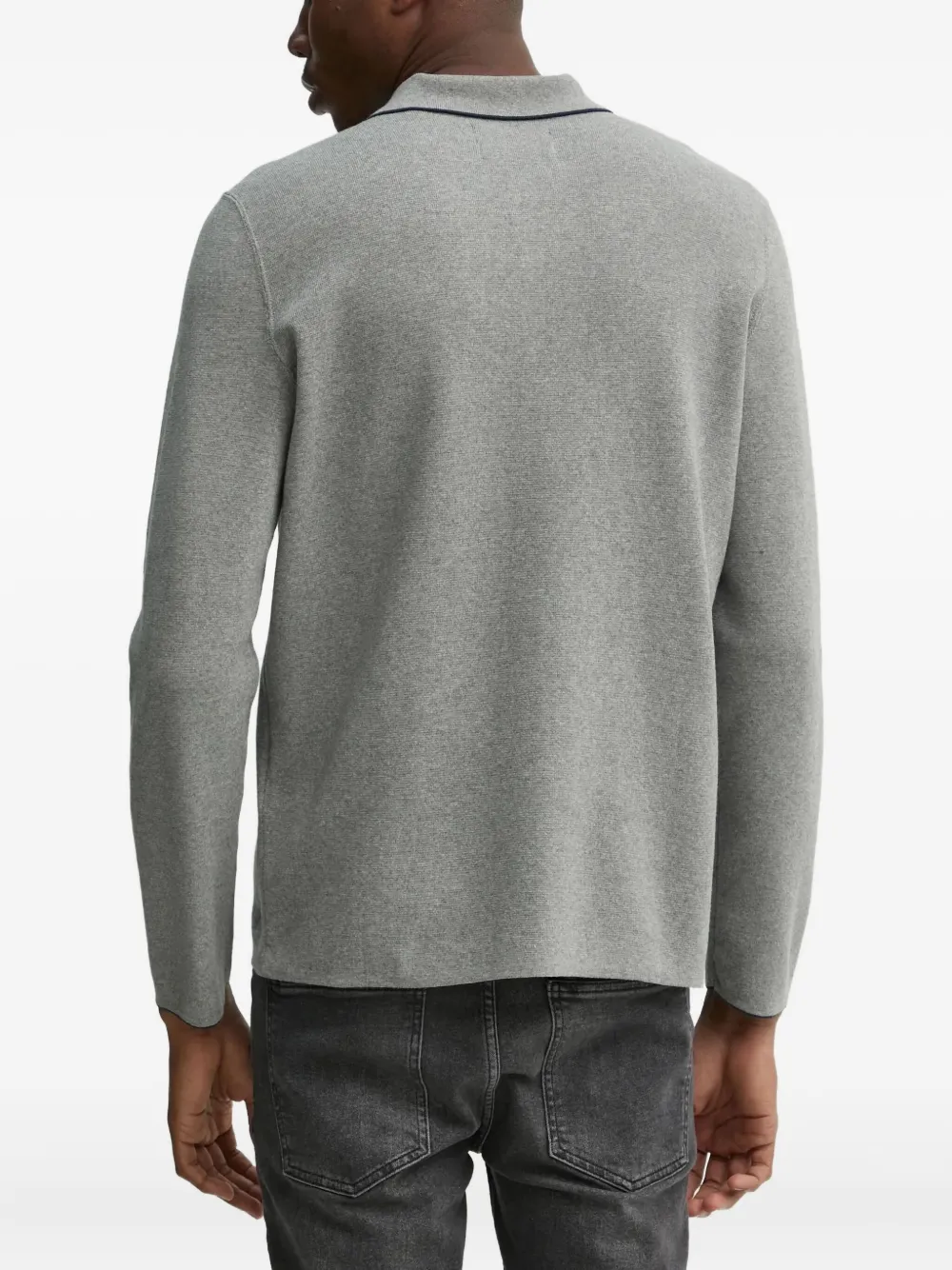 Marc O'polo Knitted Polo Shirt In Gray