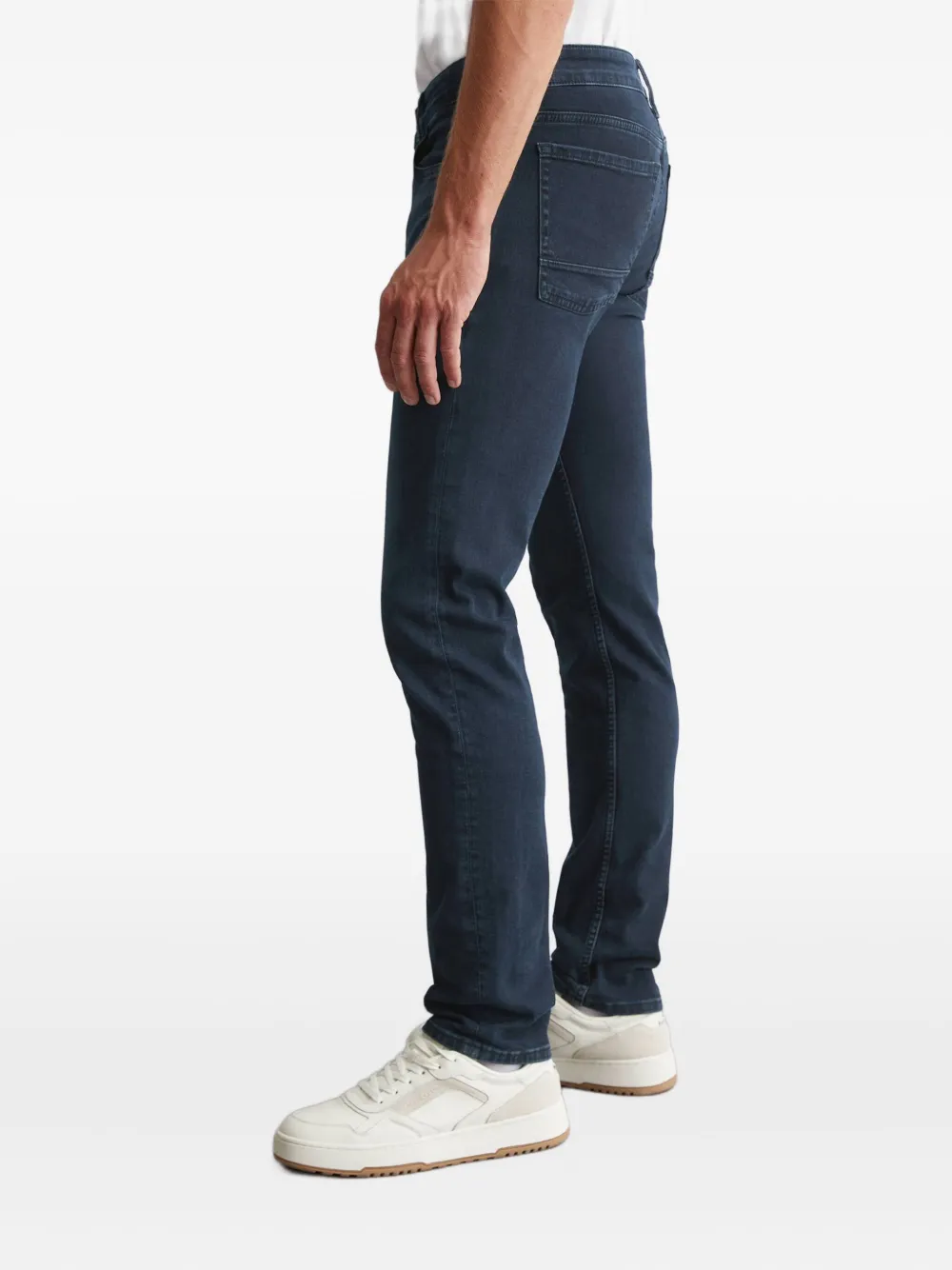 Marc O'polo Belt-loops Leather-patch Jeans In Blue
