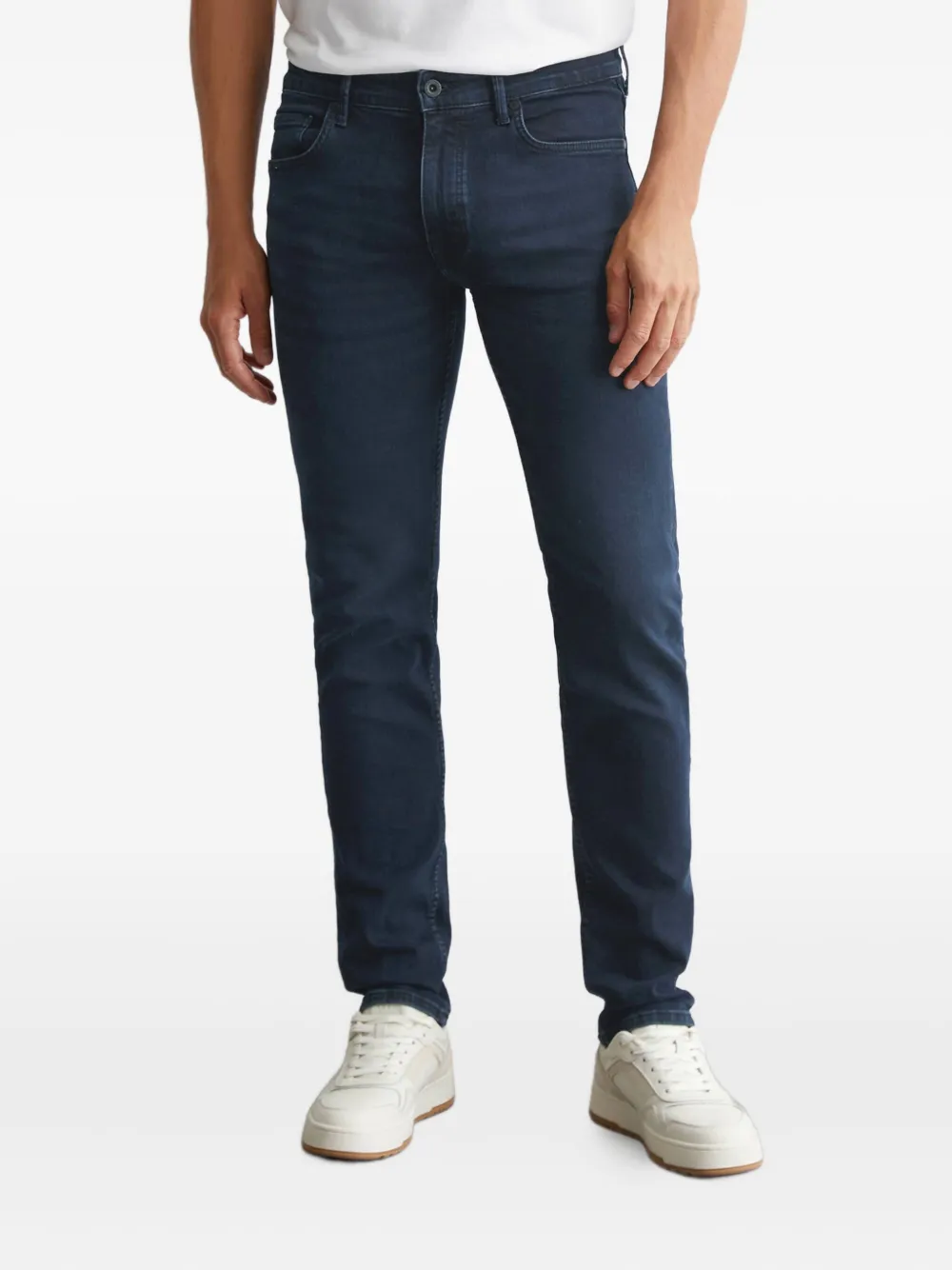 Marc O'polo Belt-loops Leather-patch Jeans In Blue
