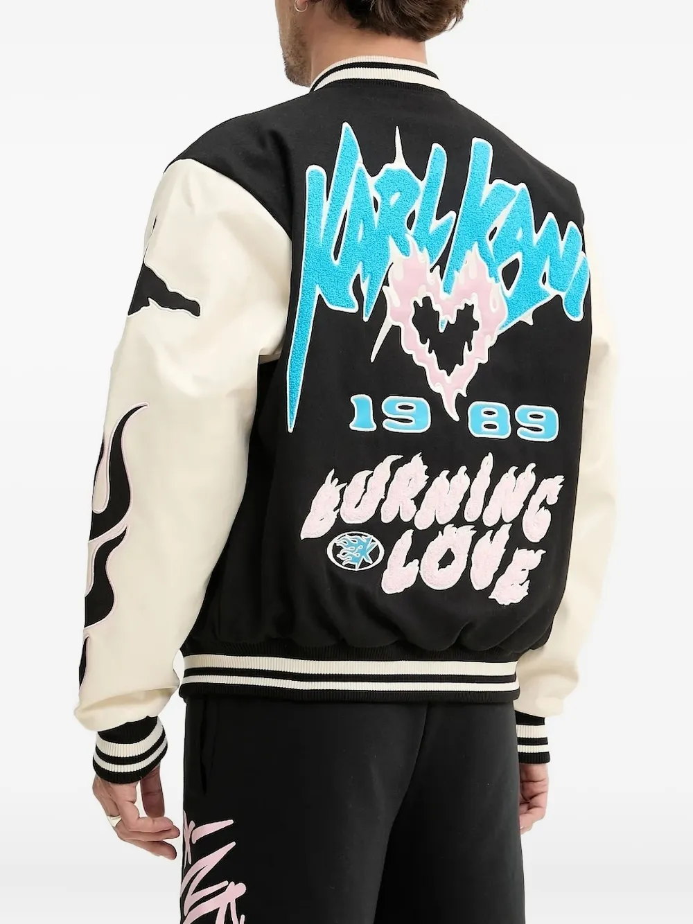 karl kani embellished baseball jacket Zwart