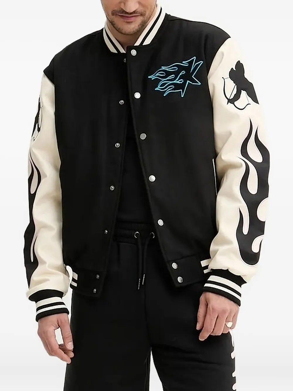 Karl kani embellished baseball jacket Zwart