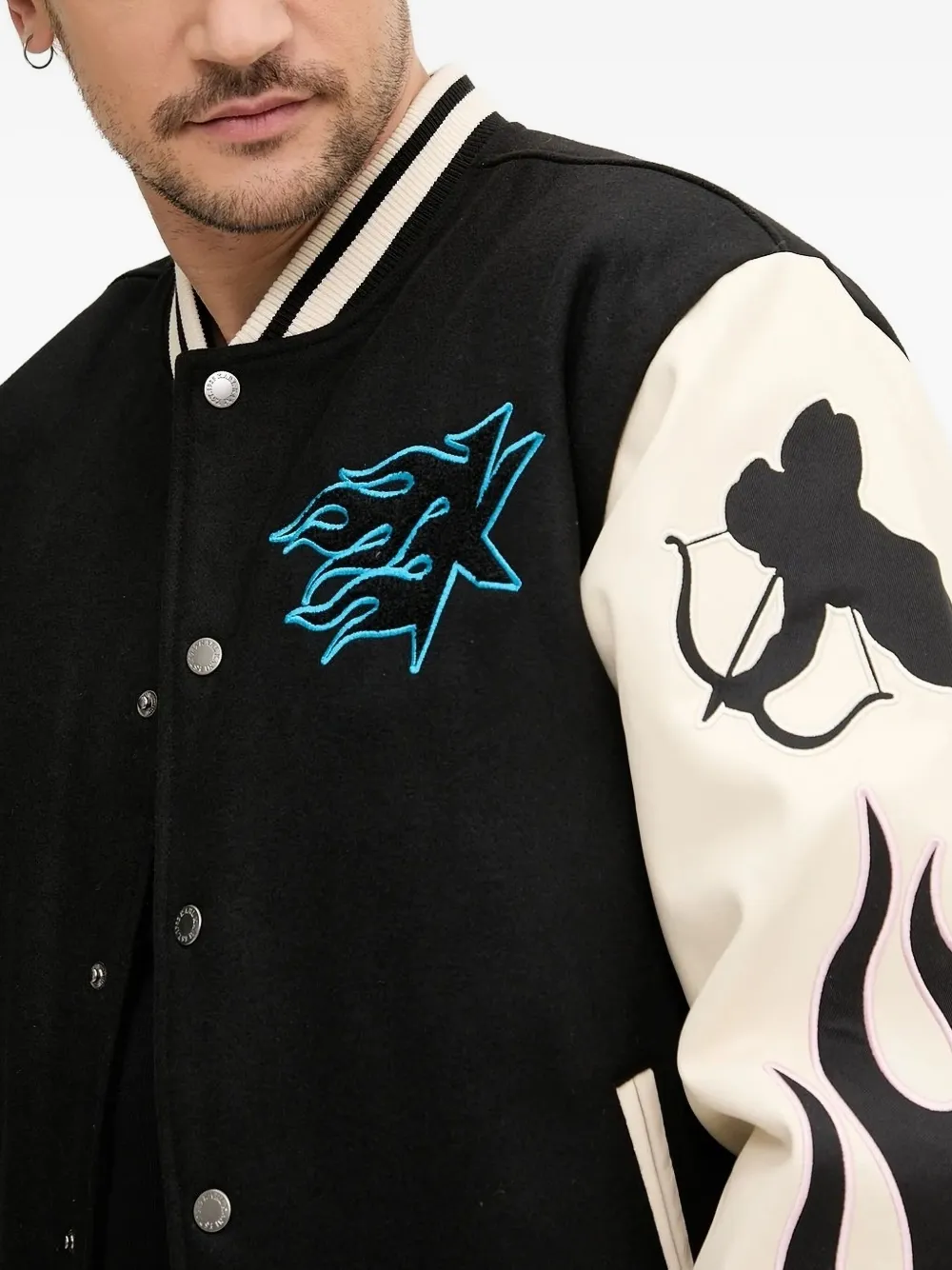 karl kani embellished baseball jacket Zwart