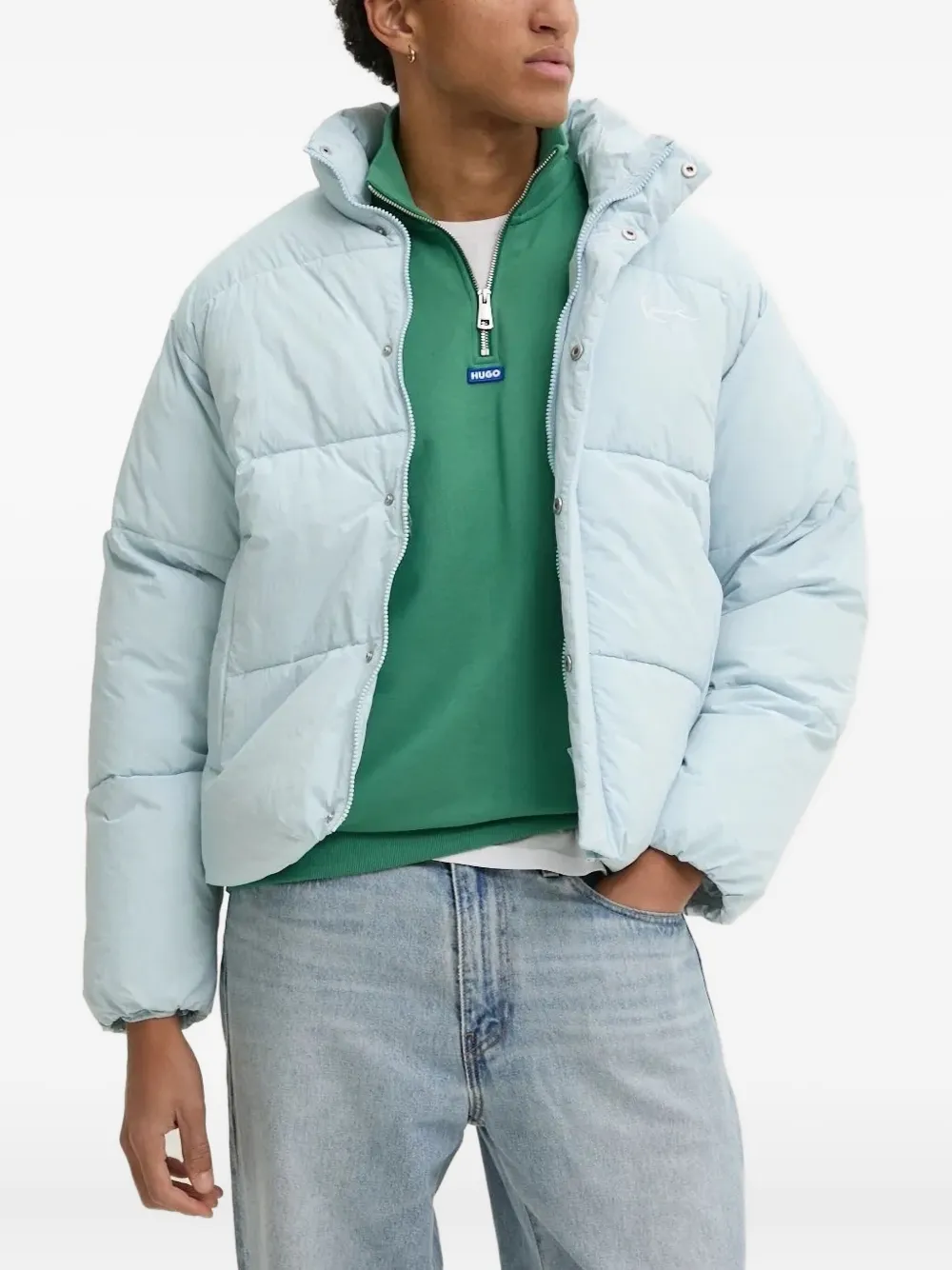 Karl kani Gewatteerd donsjack met rits Blauw