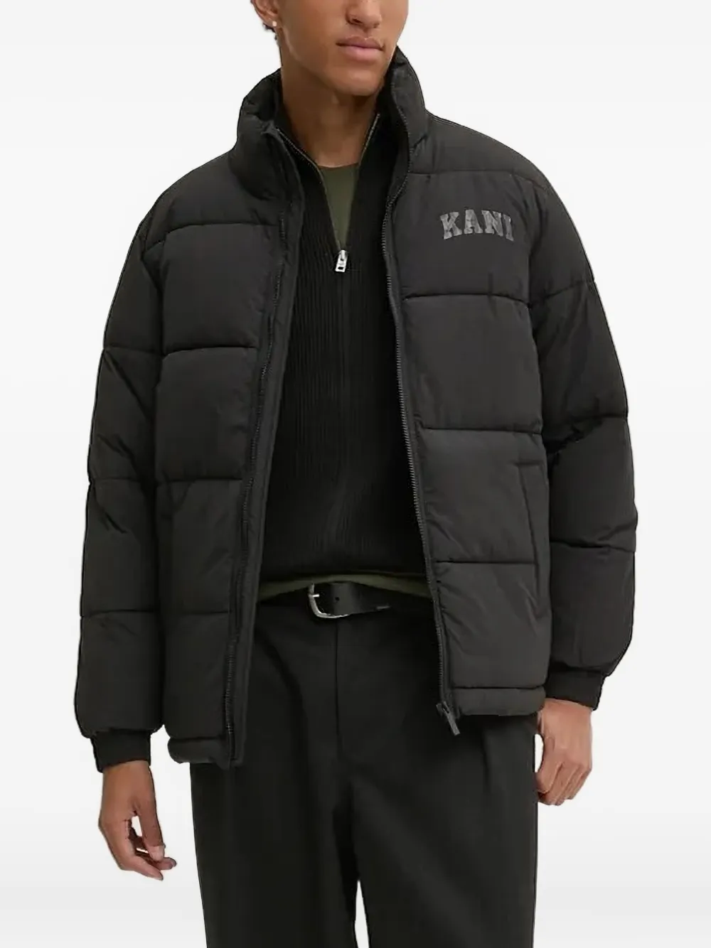 karl kani long-sleeve puffer jacket | Black | Image 1