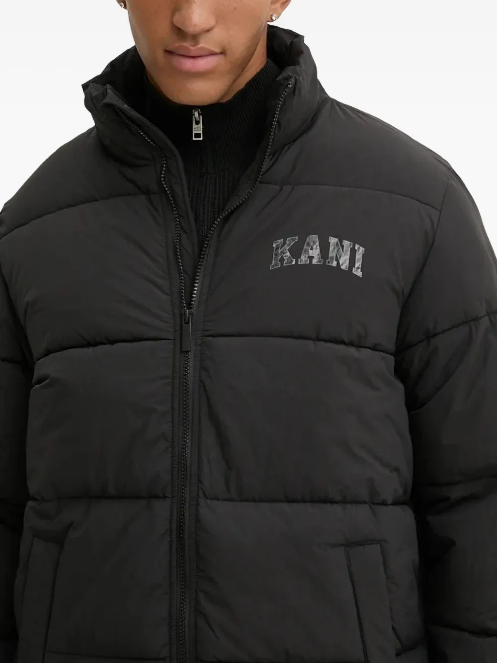 Karl Kani Long-sleeve Puffer Jacket In Black