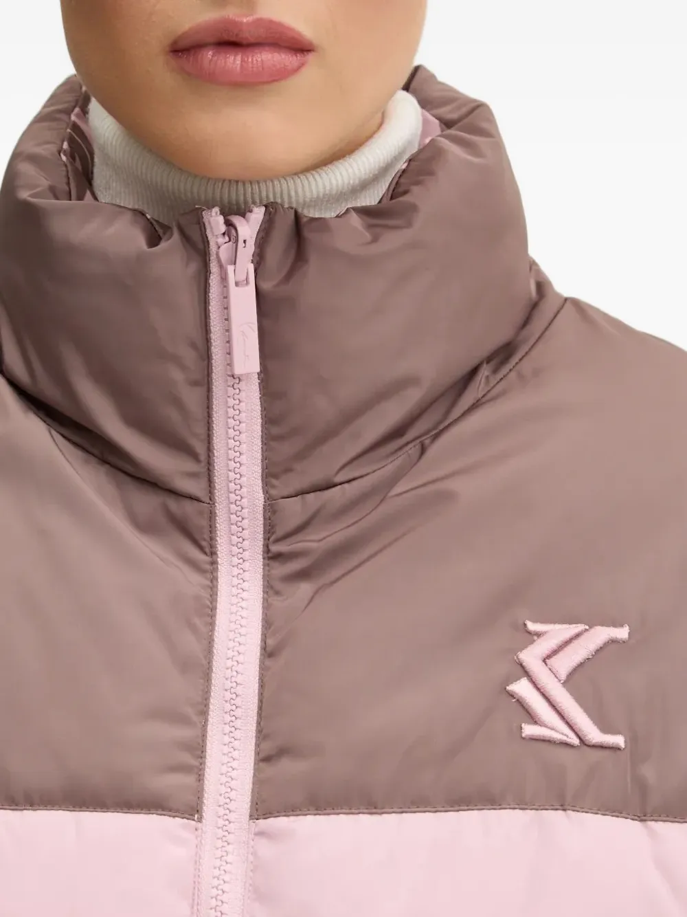 Karl Kani Colour-block Puffer Jacket In Pink