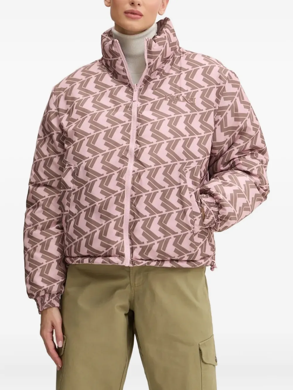 Karl Kani Colour-block Puffer Jacket In Pink
