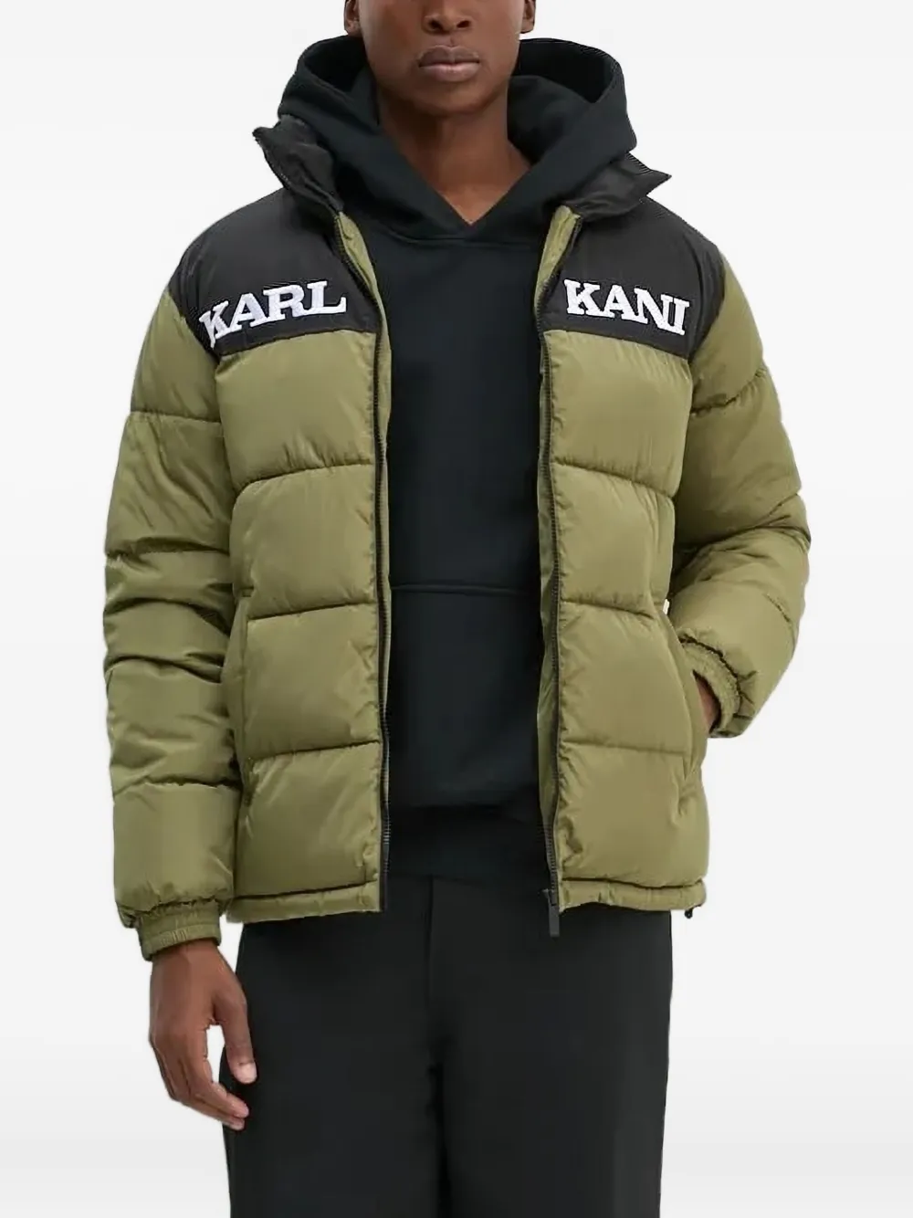 Karl kani Donsjack met colourblocking Groen