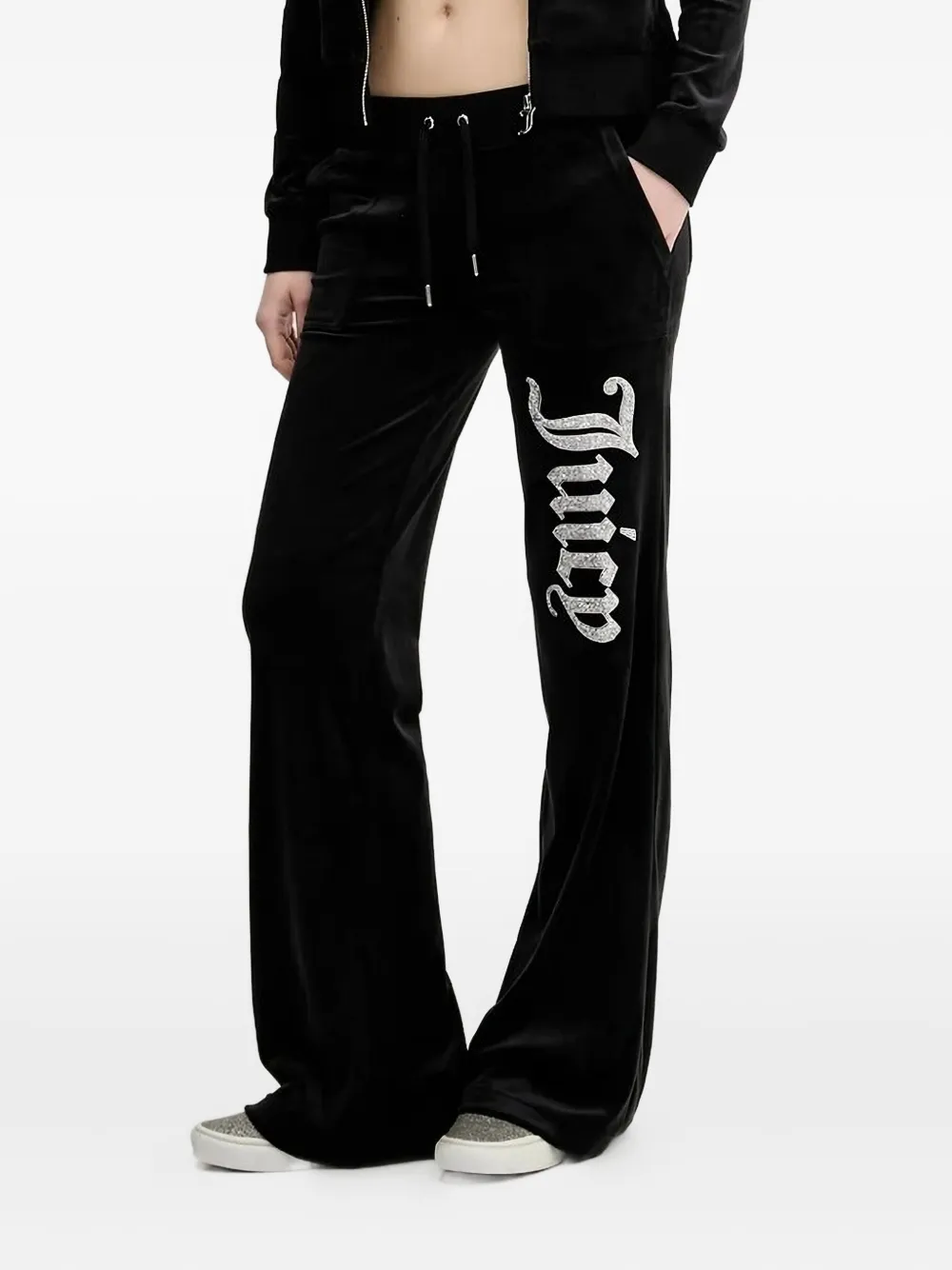 Juicy Couture Layla Crystal-embellished Trousers In Black