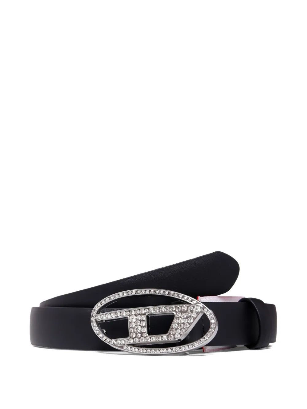 Diesel Kids Riem met logogesp en kristallen Zwart