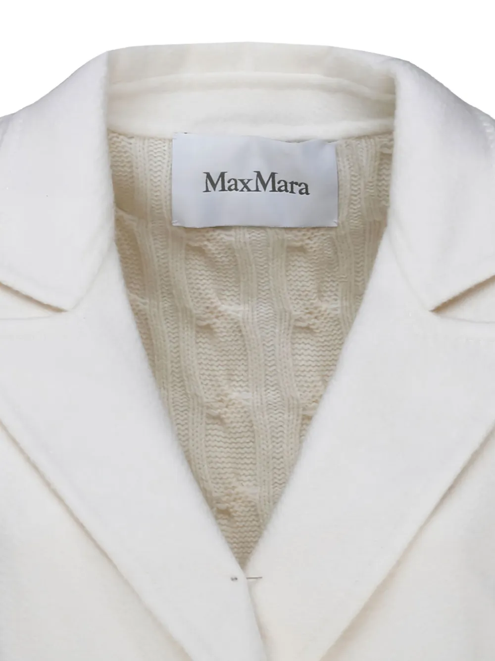 Max Mara Dalida kabelgebreide jas met dubbele rij knopen Wit