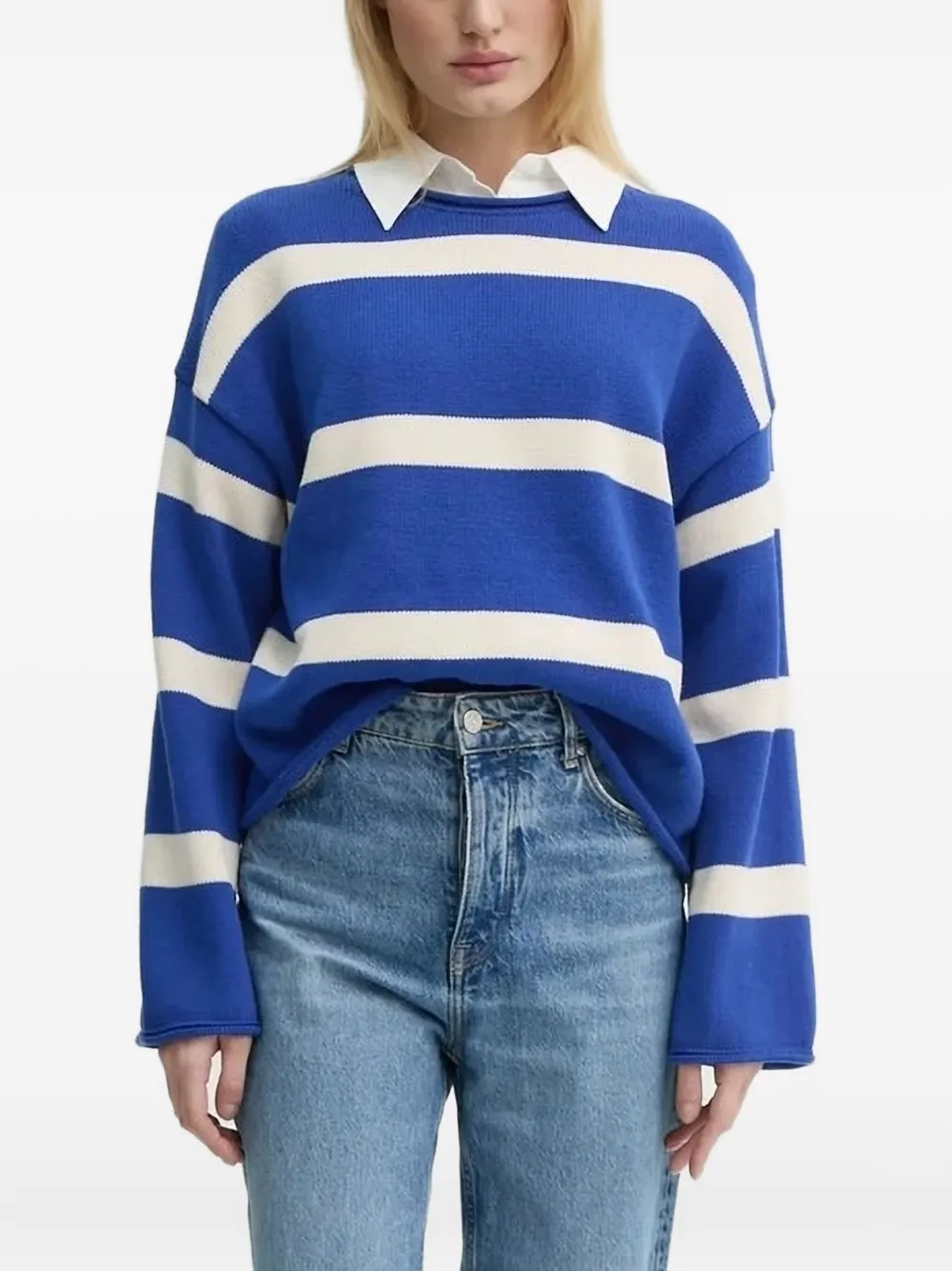 Marc O'Polo Gestreepte trui met ronde hals Blauw