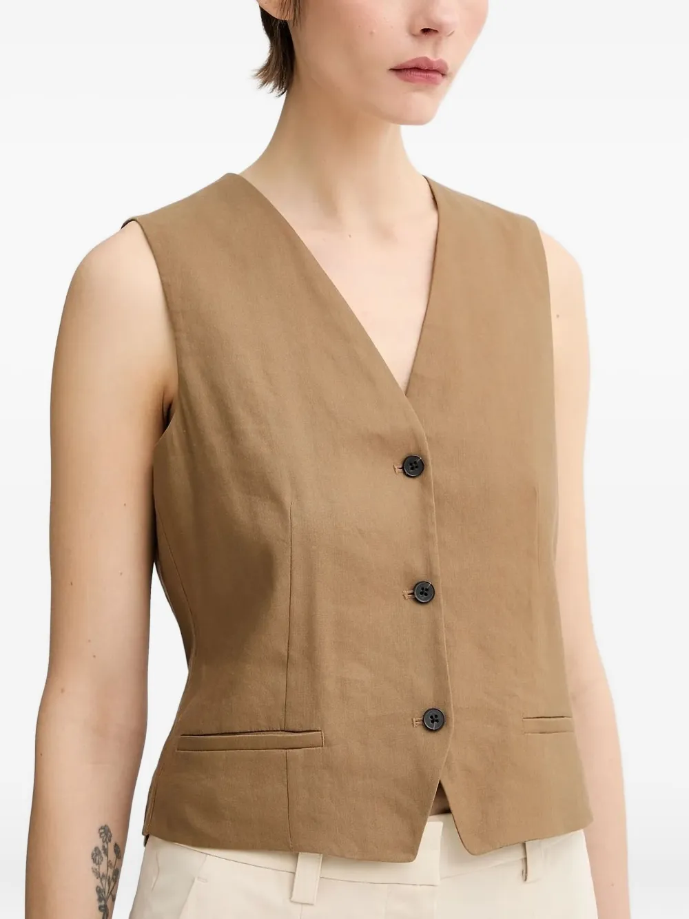 Marc O'Polo button-fastening sleeveless vest Bruin