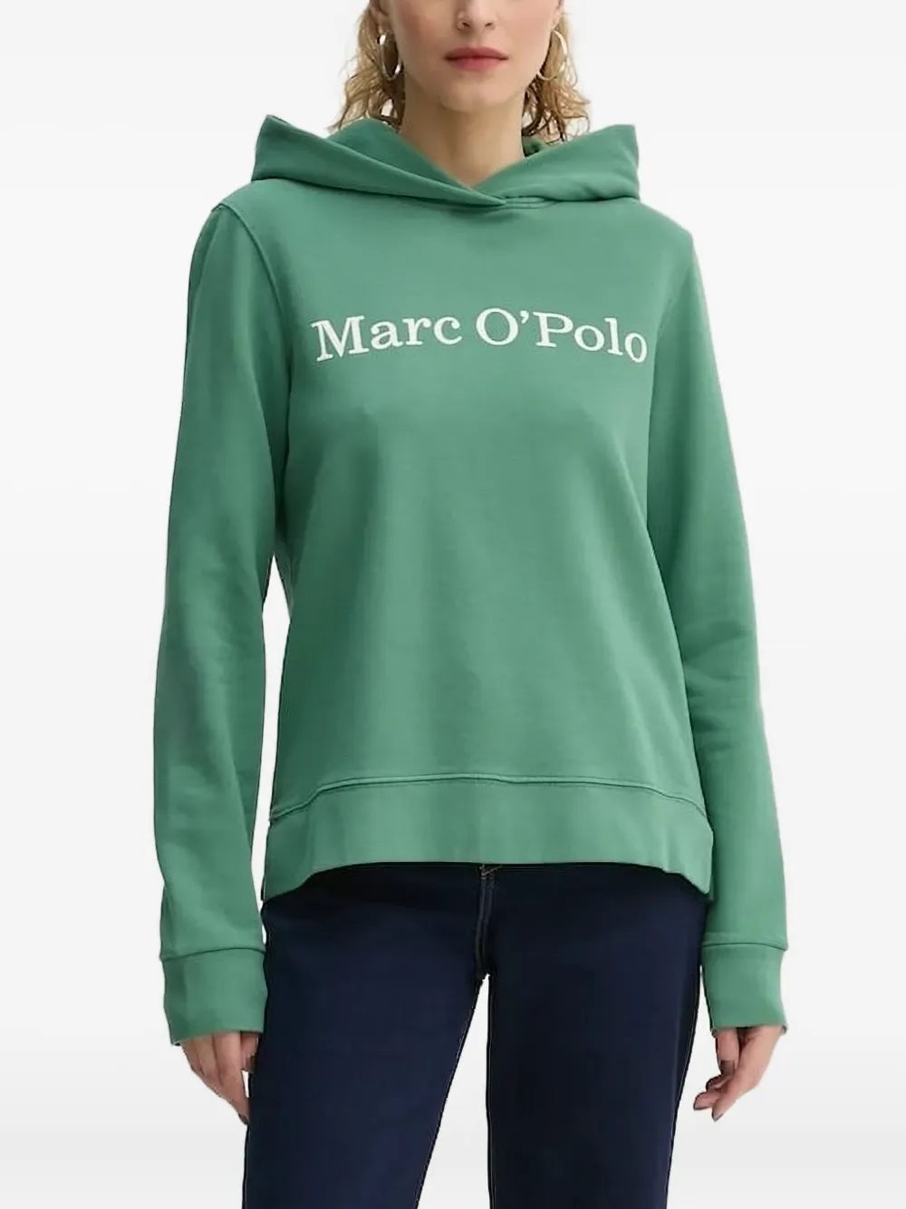 Marc O'Polo logo-print long-sleeve hoodie - グリーン Marc O'Polo logo-print long-sleeve hoodie - グリーン