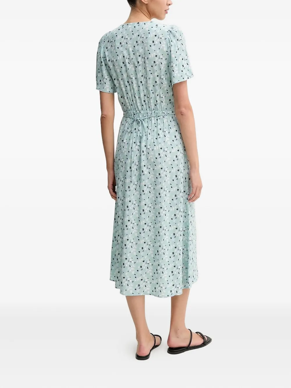 Marc O'Polo button-front floral print midi dress Blauw