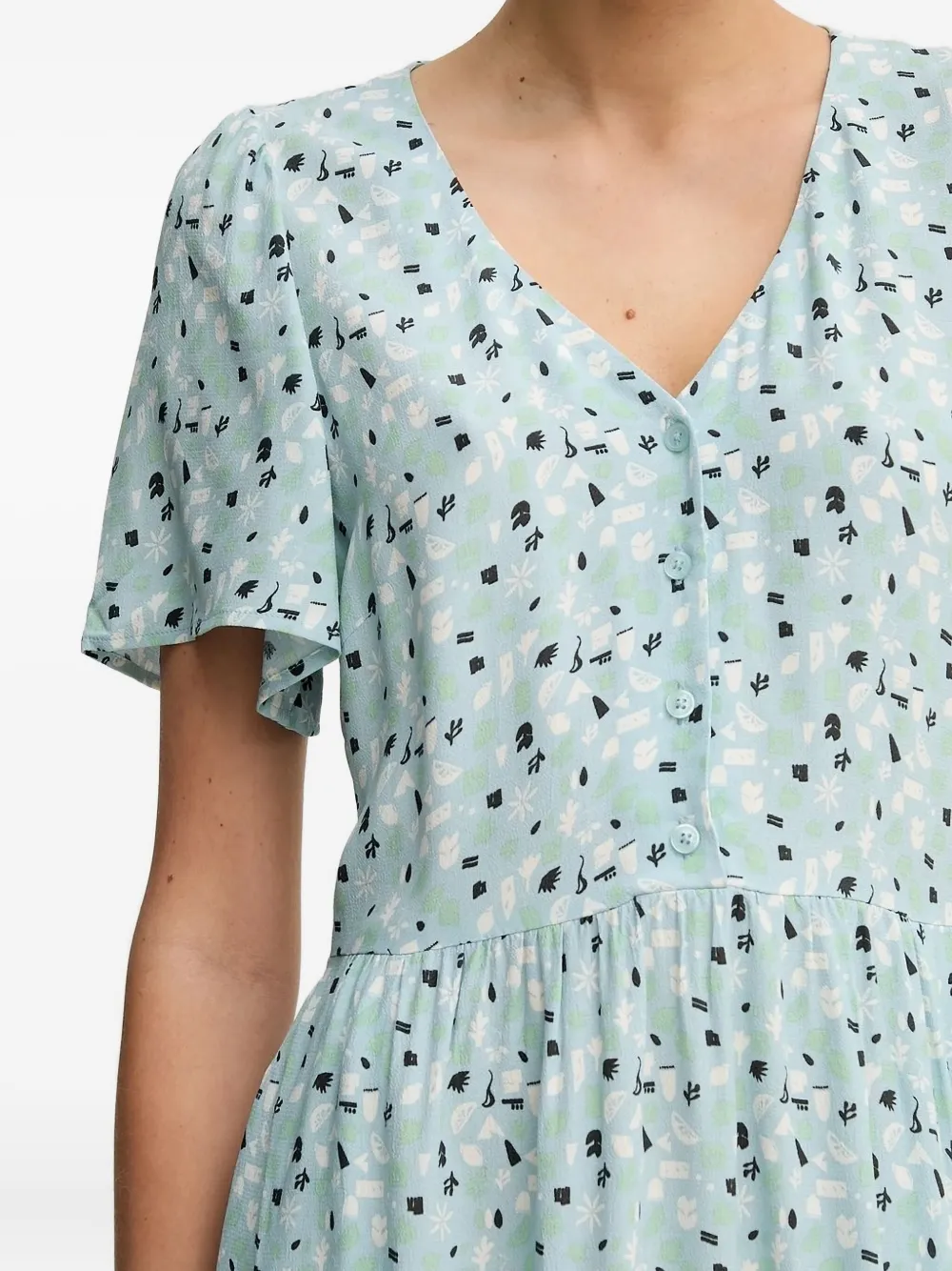 Marc O'Polo button-front floral print midi dress Blauw