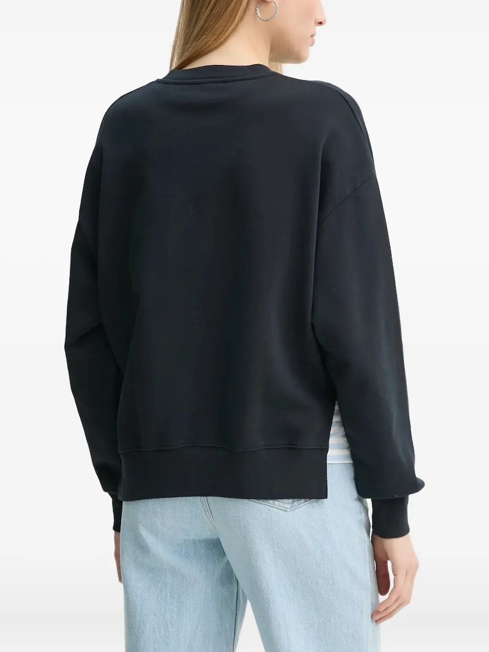 Marc O'Polo Sweater met geborduurd logo Zwart