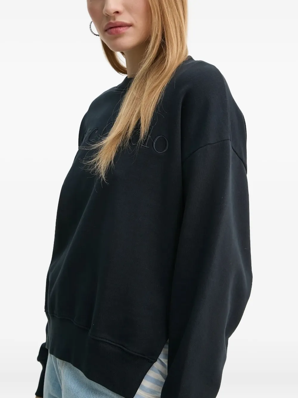 Marc O'Polo Sweater met geborduurd logo Zwart
