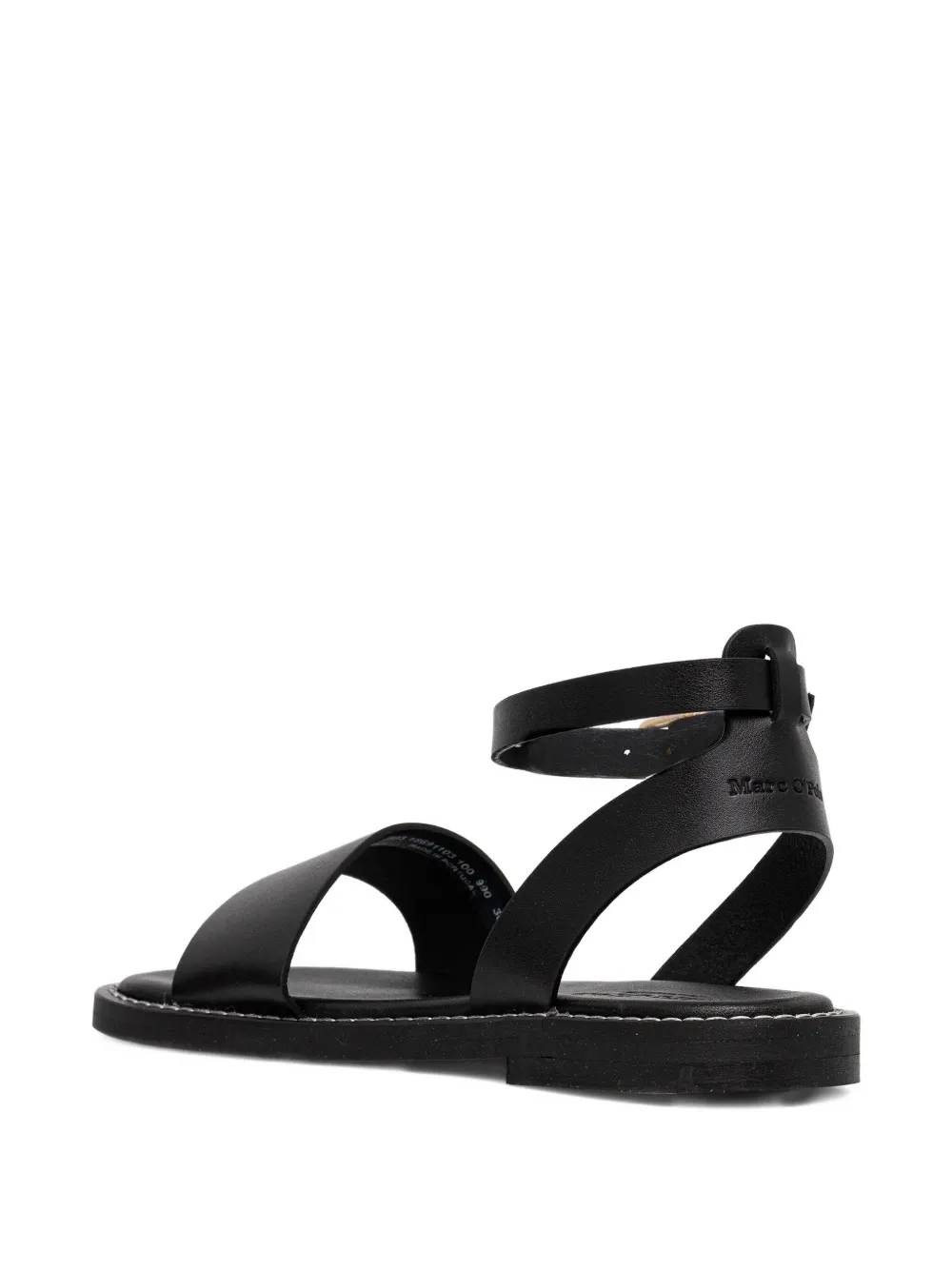 Marc O'polo Ankle-strap Flat Sandal In Black