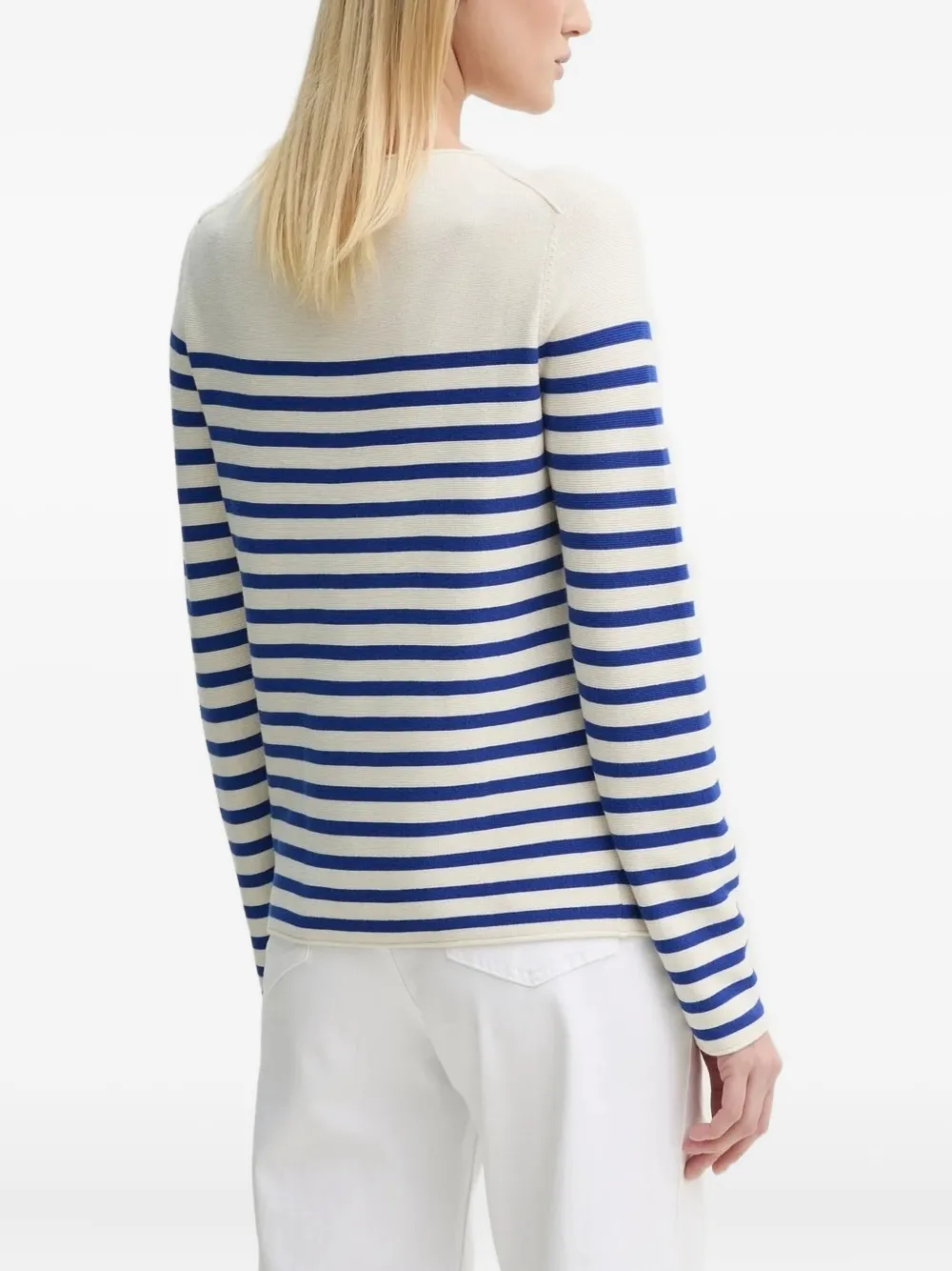 Marc O'polo Striped Organic-cotton Sweater In White